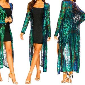Sequin Cardigan Open Front Duster, Aidear, Plus Size 4XL (fits small)